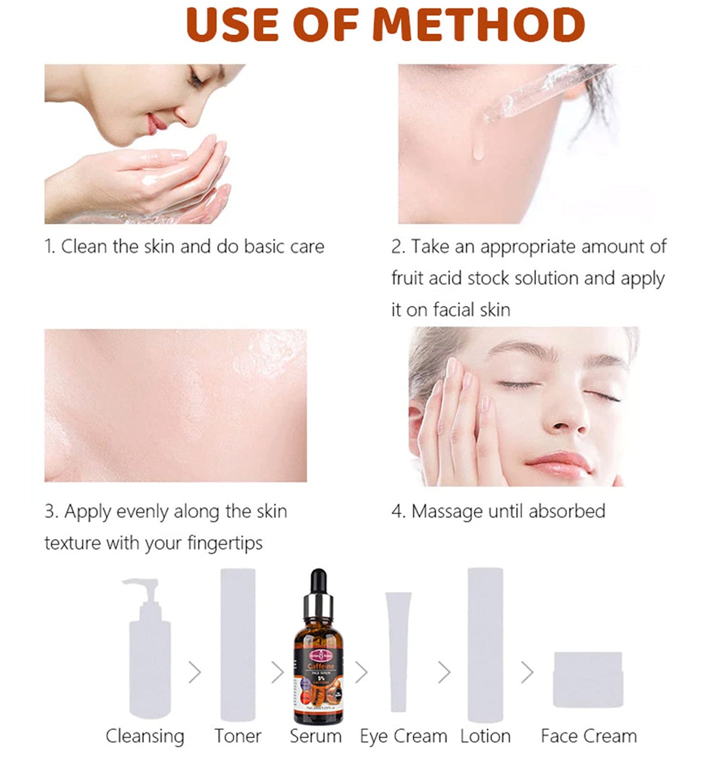 Aichun Beauty Sérum Facial con Cafeína Premium al 5% Hidratante, Antiarrugas y Reafirmante para el Cuidado y Reparación de la Piel Dañada, 30 ml