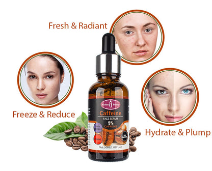 Aichun Beauty Sérum Facial con Cafeína Premium al 5% Hidratante, Antiarrugas y Reafirmante para el Cuidado y Reparación de la Piel Dañada, 30 ml